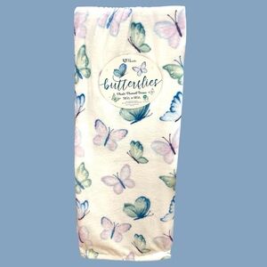 Butterflies Plush Flannel Throw Blue Lavender Decorative 50x60 Blanket NEW NWT